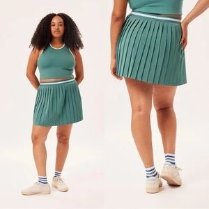 Girlfriend Collective Teal Mini Skirt and Crop Top